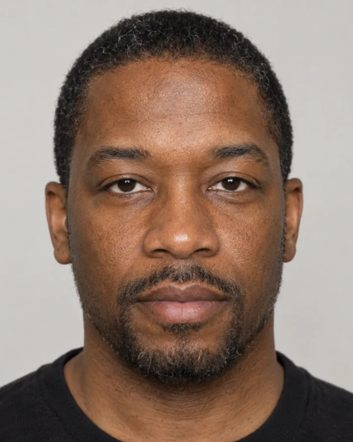 AI generated face of a man in his forties with short cropped hair, placed on the hunter to prey scale