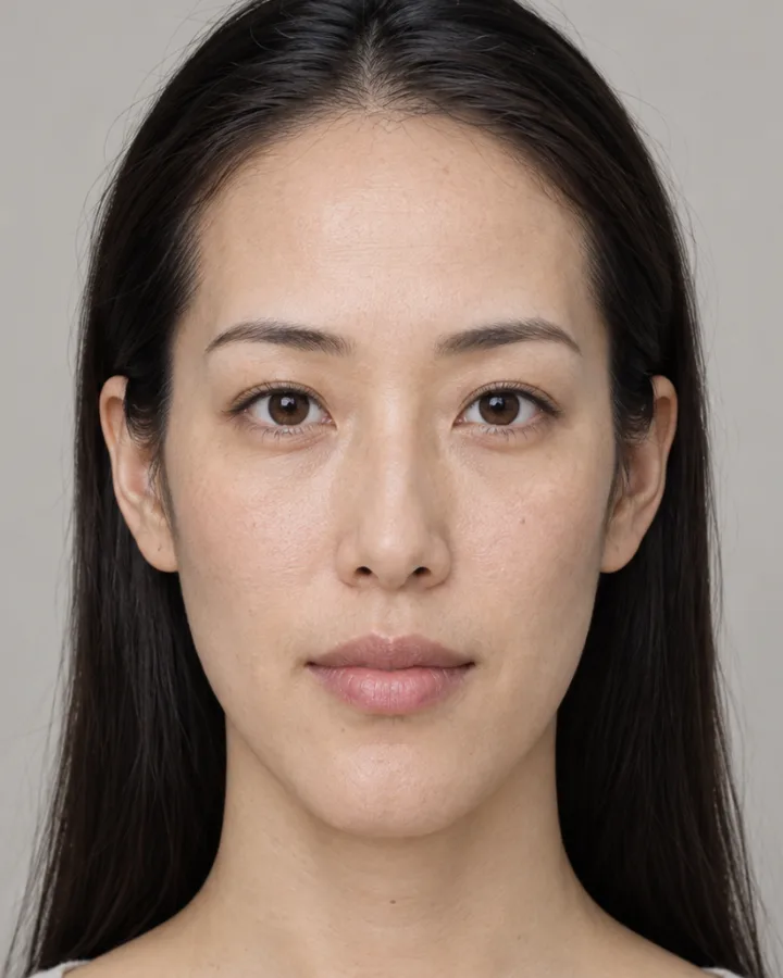 AI-generated example portrait: an adult, measured oblong